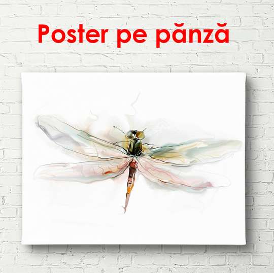 Poster - Dragonfly on a white background, 100 x 100 см, Framed poster, Minimalism