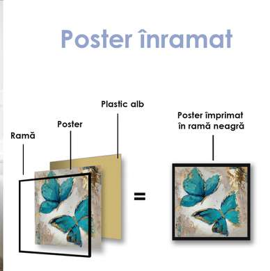 Poster - Painted blue butterflies, 40 x 40 см, Canvas on frame