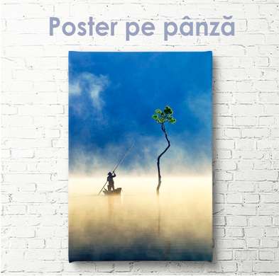 Poster - Om care navighează pe o barcă, 30 x 60 см, Panza pe cadru