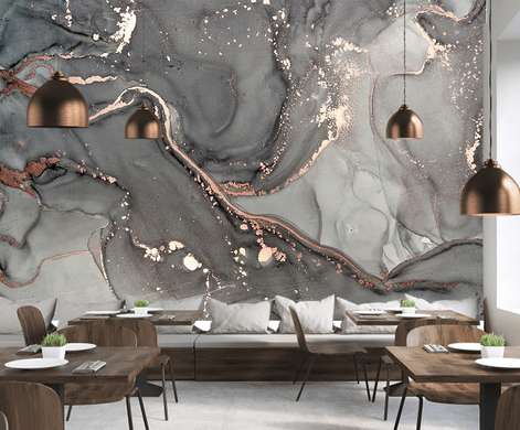 Wall Mural - Gray shades with golden elements