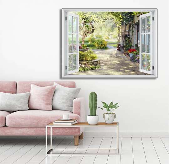 Wall Sticker - 3D window with beautiful home view