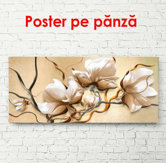 Poster - Red poppies on a gray background, 90 x 45 см, Framed poster, Flowers