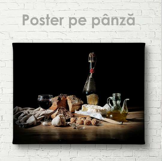 Poster - Wine set, 45 x 30 см, Canvas on frame, Food and Drinks