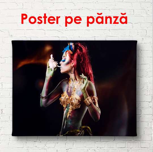Постер - Девушка с красными волосами, 90 x 60 см, Постер в раме, Гламур