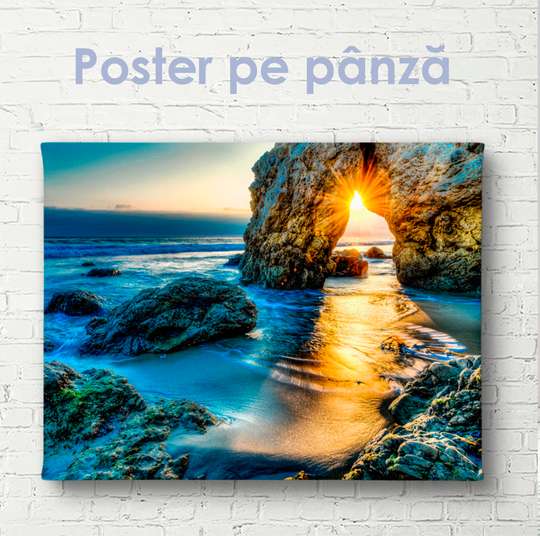 Poster - Sunrise over the distant horizon, 45 x 30 см, Canvas on frame, Nature