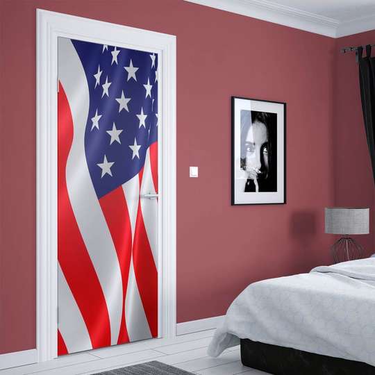 Stickere 3D pentru uși, Steagul USA, 60 x 90cm, Autocolant pentru Usi
