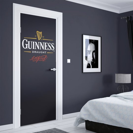 3Д наклейка на дверь, Логотип Гиннесс, 80 х 200