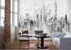 Wall Mural - Painted city on a white wall background