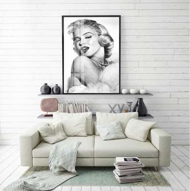 Poster - Marilyn Monroe într-o rochie albă, 60 x 90 см, Poster înrămat