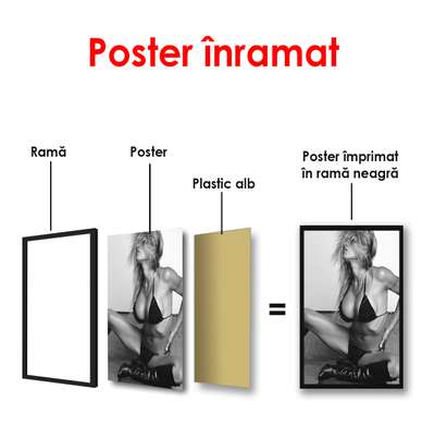 Poster - Model într-un costum de baie negru, 60 x 90 см, Poster înrămat