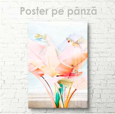 Poster - Frunze roz, 30 x 60 см, Panza pe cadru