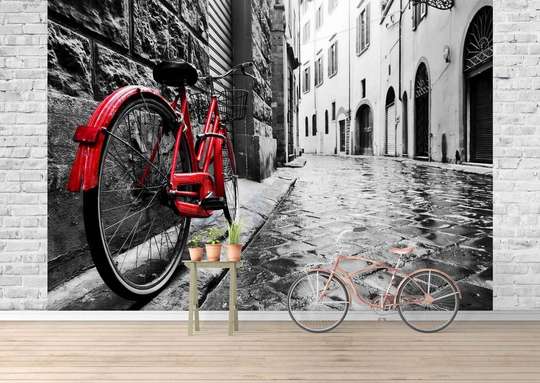 Fototapet, O bicicletă roșie