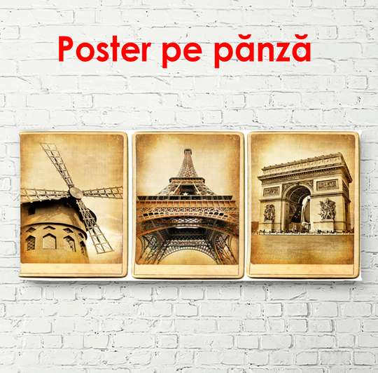 Poster - Obiective turistice din orașul vechi, 150 x 50 см, Poster înrămat, Vintage