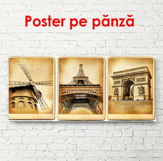 Постер, Достопримечательности старого города, 150 x 50 см, Постер в раме