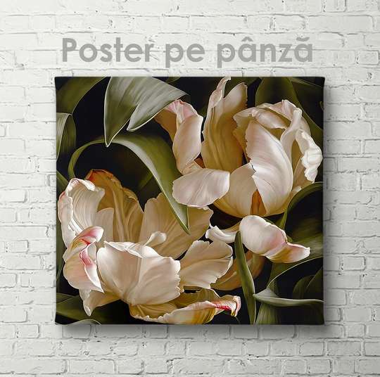 Постер - Нежные цветы, 40 x 40 см, Холст на подрамнике, Цветы