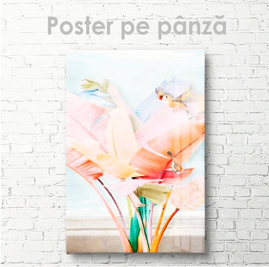 Постер, Розовые листья, 30 x 60 см, Холст на подрамнике