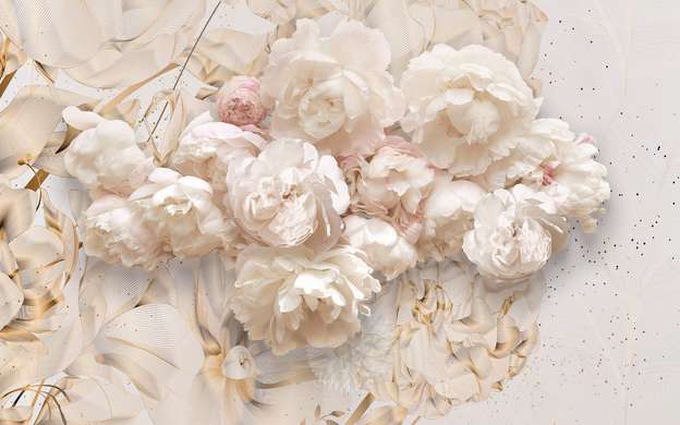 Wall Mural - Peonies on a beige background