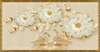 Wall Mural - Beige flowers and golden swans in a golden frame