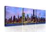 Модульная картина, Пурпурный закат над мегаполисом, 225 x 75