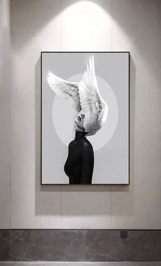 Картина в раме, Черно-белый арт, 50 x 75 см