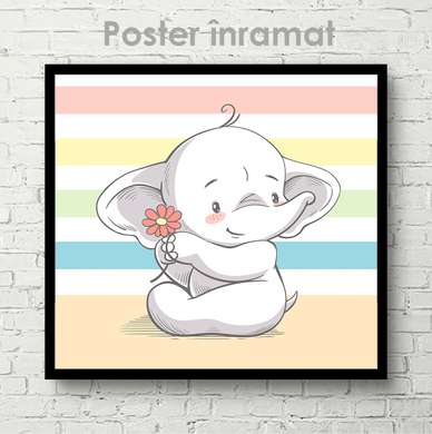 Poster - Cute elephant, 40 x 40 см, Canvas on frame