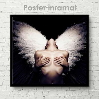 Poster - Girl with white wings, 40 x 40 см, Canvas on frame
