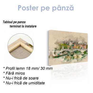 Poster - Drawn city in vintage style, 45 x 30 см, Canvas on frame