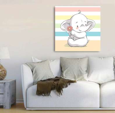 Poster - Elefant drăguț, 40 x 40 см, Panza pe cadru