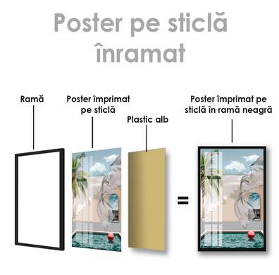 Poster - Piscină lângă hotel, 30 x 45 см, Panza pe cadru