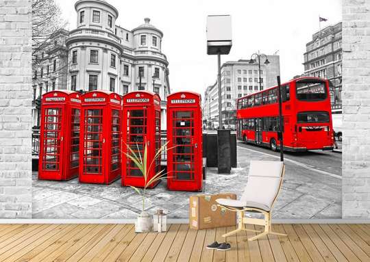 Wall Mural - Red telephone booth