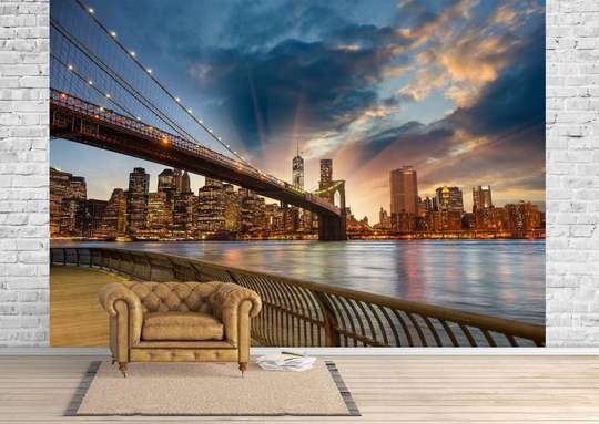 Fototapet, Apusul de soare în New York