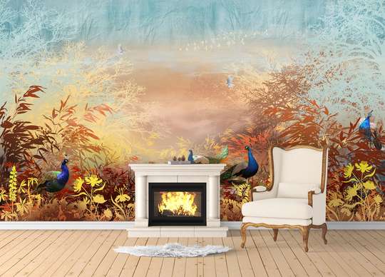 Wall Mural - Peacocks in the forest