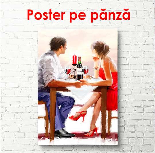 Poster - Cina romantica, 30 x 45 см, Panza pe cadru