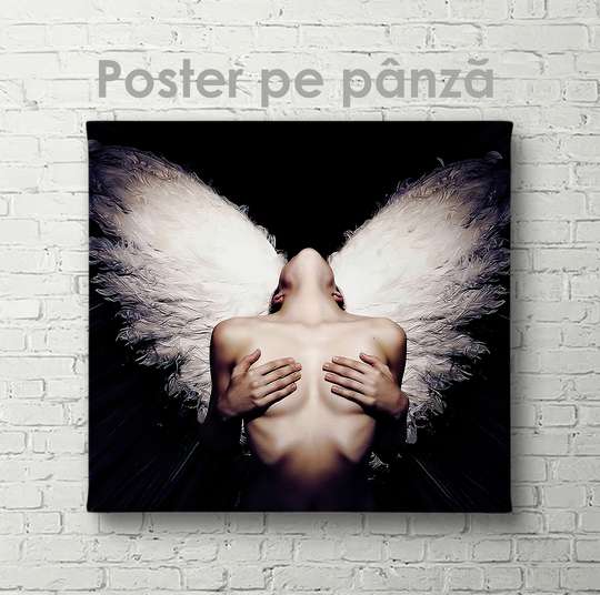 Poster - Girl with white wings, 40 x 40 см, Canvas on frame, Nude