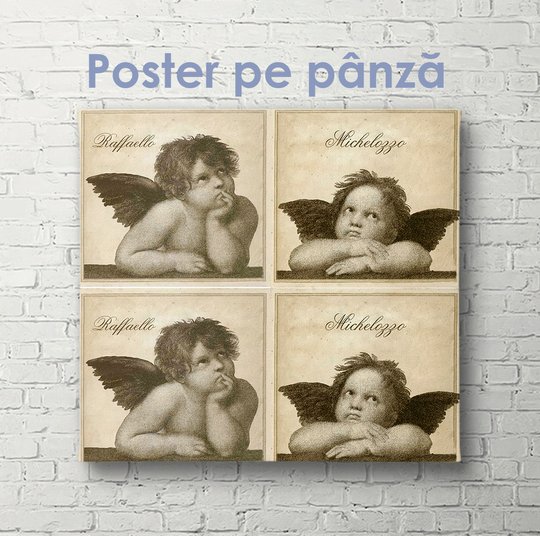 Постер, Милые ангелы, 40 x 40 см, Холст на подрамнике
