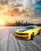 Фотообои - Желтый автомобиль на закате