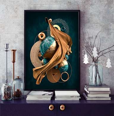 Poster - Cercuri și sfere abstracte, 30 x 45 см, Panza pe cadru