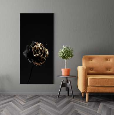 Poster - Floare estetică cu particule de aur, 30 x 60 см, Panza pe cadru