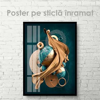 Poster - Cercuri și sfere abstracte, 30 x 45 см, Panza pe cadru