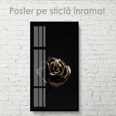 Poster - Floare estetică cu particule de aur, 30 x 60 см, Panza pe cadru