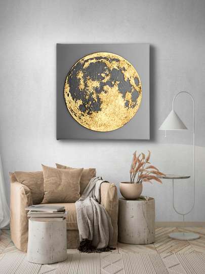 Poster - Lună de aur, 40 x 40 см, Panza pe cadru, Glamour