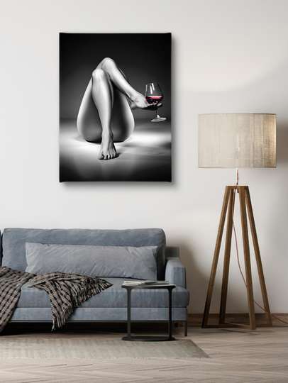 Poster - Glass of red wine, 30 x 45 см, Canvas on frame, Nude