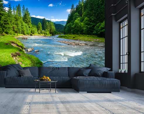 Wall Mural - River in green forest