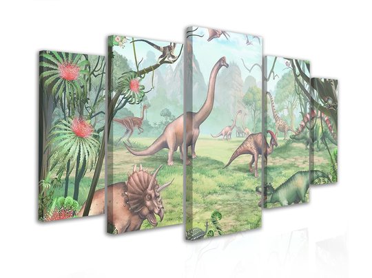 Модульная картина, Динозавры в джунглях, 108 х 60