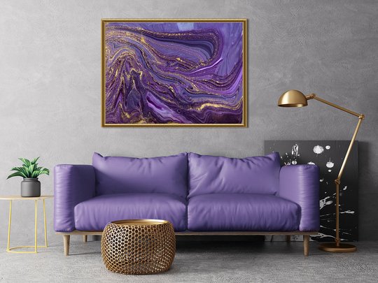 Картина в раме, Фиолетовый флюид арт 3, 75 x 50 см
