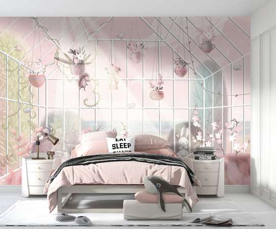 Wall mural for the nursery - Animals in the garden