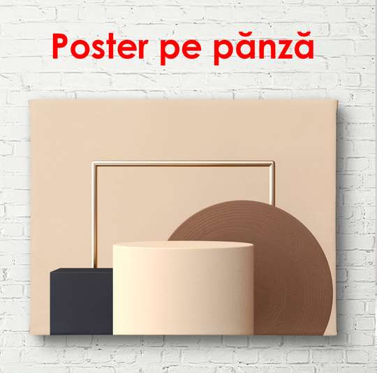 Постер - Геометрические фигуры в нежных тонах, 45 x 30 см, Холст на подрамнике, Минимализм