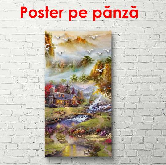 Постер - Красивый сказочный пейзаж, 50 x 150 см, Постер в раме, Природа