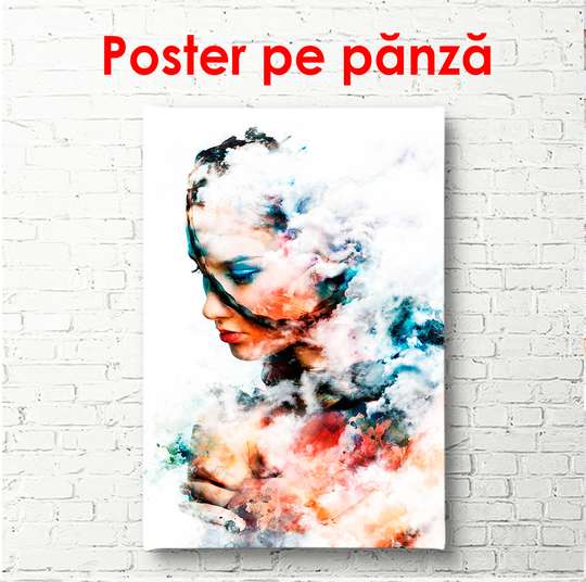 Постер - Девушка в облаках, 60 x 90 см, Постер в раме, Гламур