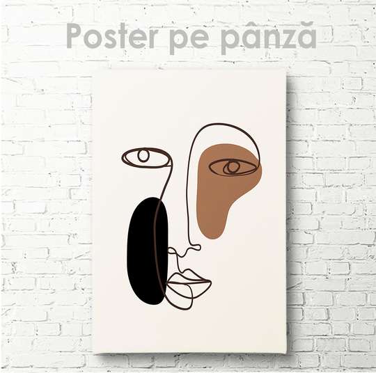 Постер - Контур лица 2, 30 x 45 см, Холст на подрамнике, Минимализм